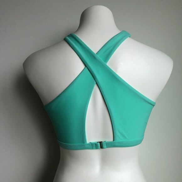 New SHEIN Bikini Top Crossed in Front Teal Small - Picture 4 of 8